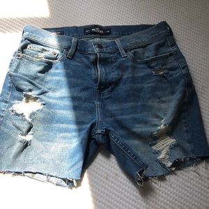 Denim Blue Ripped Jean Shorts